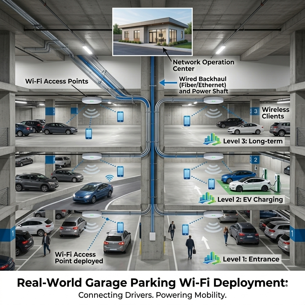 Parking garage WiFi deployment